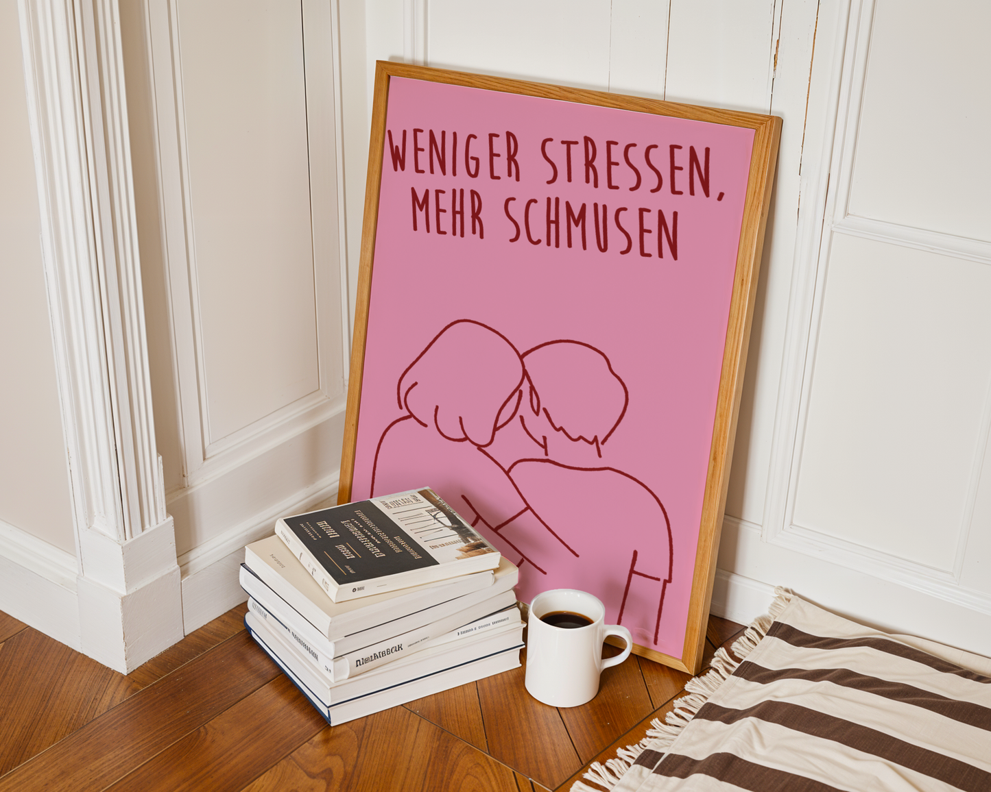 Weniger Stress, mehr Schmusen rosa/rot - Poster