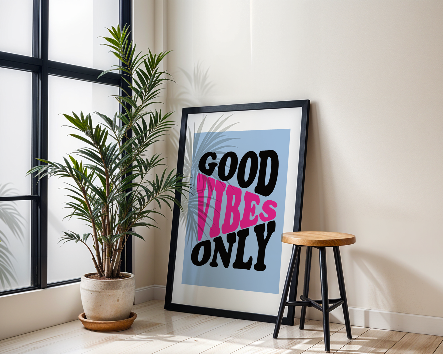 Good vibes only schwarz/pink  - Poster