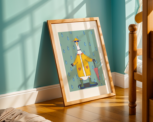 Laufenten im Regen - Poster