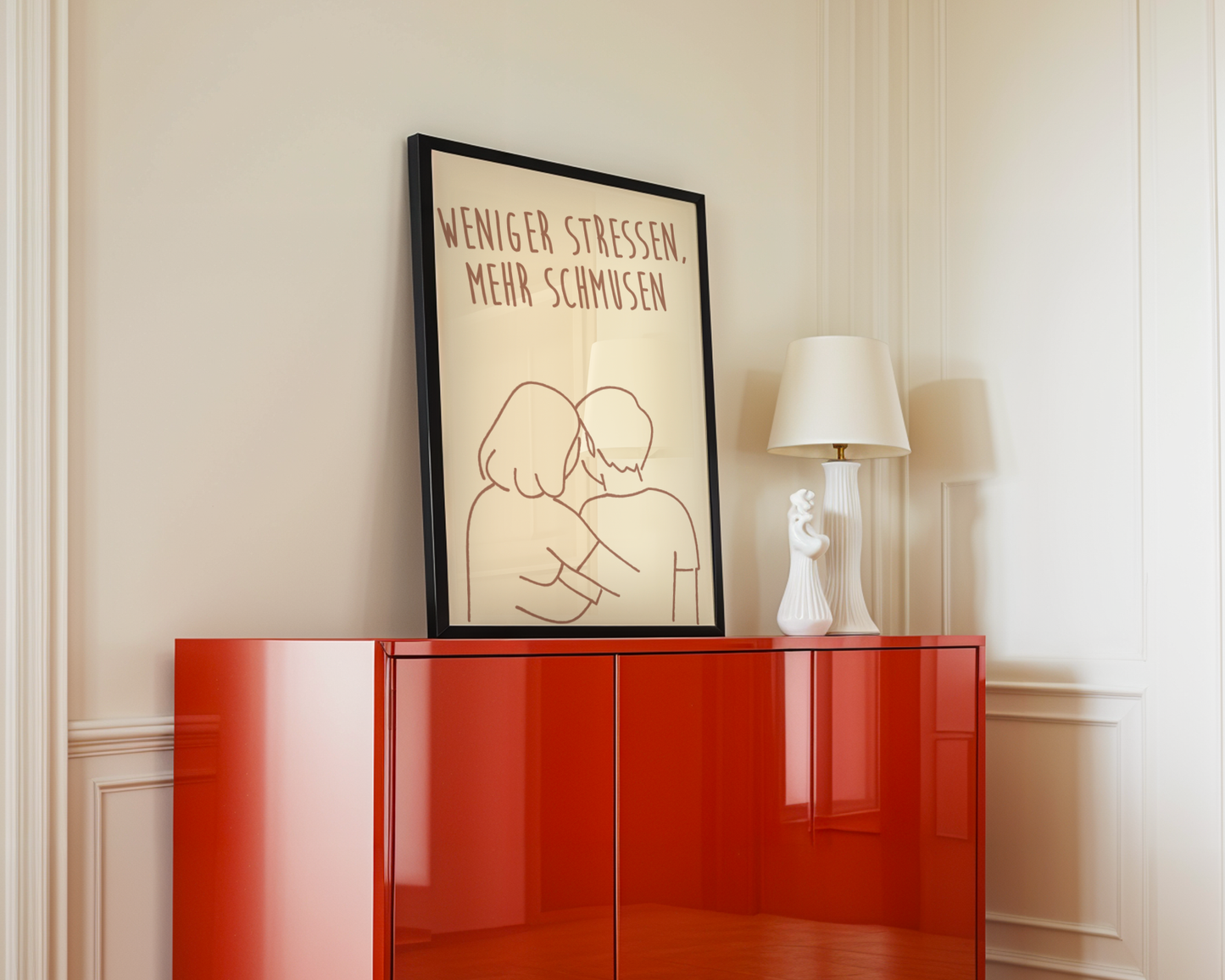 Weniger Stress, mehr Schmusen braun - Poster